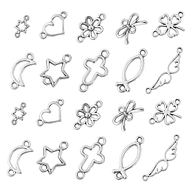 100шт 10 стили подвески из сплава в тибетском стиле, полые звенья, ангел и крест и сердце и бантик, разнообразные