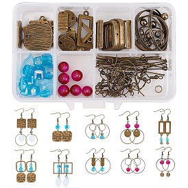 Ensembles de fabrication de boucles d'oreilles Sunnyclue DIY, y compris les anneaux de liaison en laiton et les crochets de boucle d'oreille, Pendentifs en alliage, hématite synthétique non magnétique et perles de verre