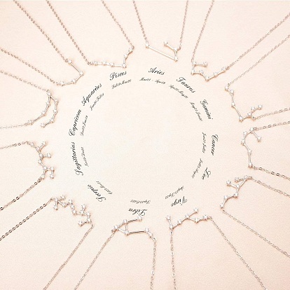 Латунные микро проложить кубического циркония подвески, двенадцать созвездий, прозрачные