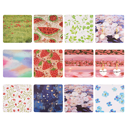 100 листы 10 стили бумажные карточки для демонстрации сережек, Карточки для демонстрации украшений с цветочным принтом и фруктами для хранения серег