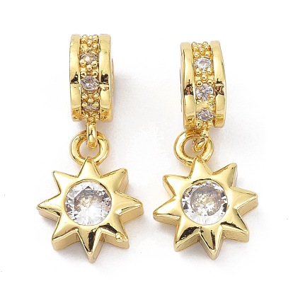 Brass Cubic Zirconia Pendants, Sun