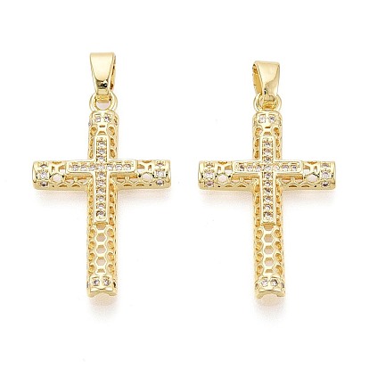 Религиозные латунные подвески с микропаве из прозрачного кубического циркония, крест прелести