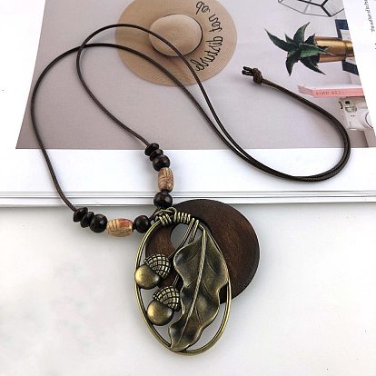 Длинные ожерелья из сплава пончиков в стиле бохо для женщин, античная бронза