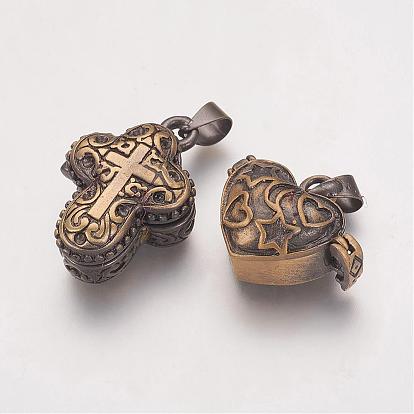 Fábrica de China Colgantes caja de la oración de latón, formas mixtas, cepillado de bronce antiguo, 18~26x10~22x10~18 mm, agujero: 4.5x6.5 18~26x10~22x10~18 mm a granel en línea PandaWhole.com