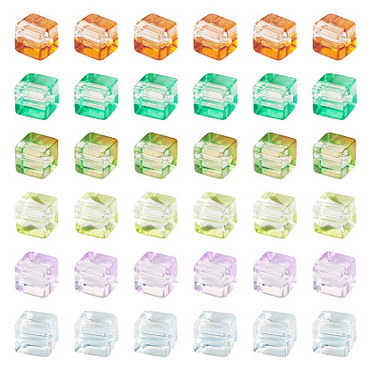 66шт 6 цвета краска для выпечки прозрачные стеклянные бусины, кубические