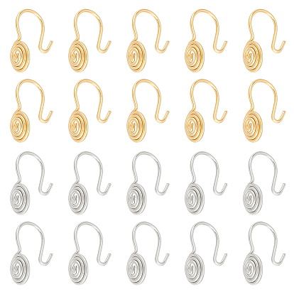 32Pcs 2 Colors 304 Stainless Steel Vortex Cuff Earrings, Wire Wrap Non Piercing Earrings for Women