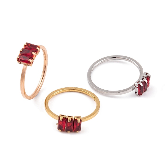 304 перстень из нержавеющей стали, Женское прямоугольное кольцо с кубическим цирконием