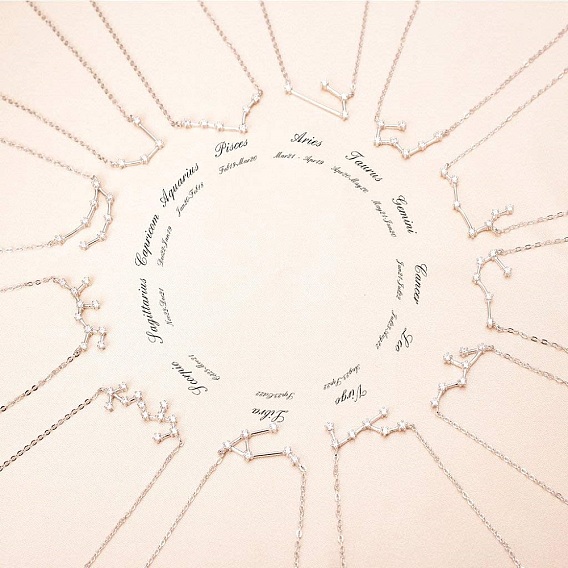 Латунные микро проложить кубического циркония подвески, двенадцать созвездий, прозрачные