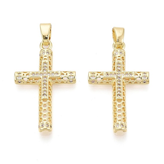 Религиозные латунные подвески с микропаве из прозрачного кубического циркония, крест прелести