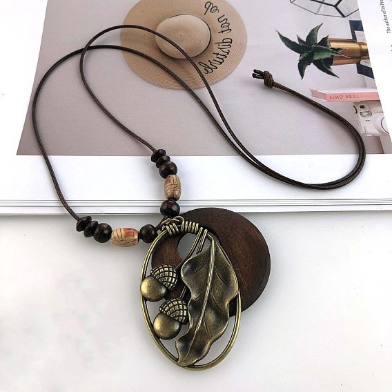 Длинные ожерелья из сплава пончиков в стиле бохо для женщин, античная бронза