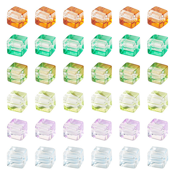 66шт 6 цвета краска для выпечки прозрачные стеклянные бусины, кубические