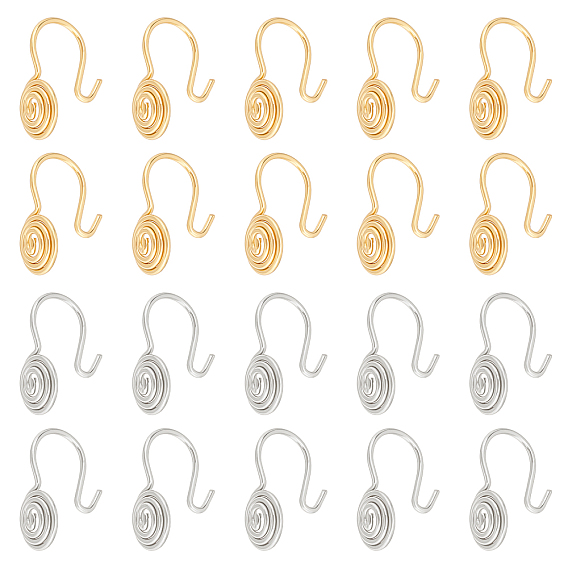 32Pcs 2 Colors 304 Stainless Steel Vortex Cuff Earrings, Wire Wrap Non Piercing Earrings for Women