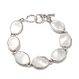Natural White Shell Link Chain Bracelets, Platinum Brass Jewelry for Women, Cadmium Free & Lead Free