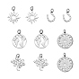 12Pcs 6 Styles Stainless Steel Pendants, Mixed Shapes