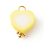 Polymer Clay Charms, with Brass Findings, Heart, Golden