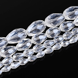 Прозрачные стеклянные бусины каплевидной формы, граненые