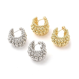 Brass Round Stud Earrings, Half Hoop Earrings for Women
