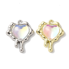 Rack Plating Alloy Pendants, with Glass, Cadmium Free & Nickel Free & Lead Free, Heart Charm