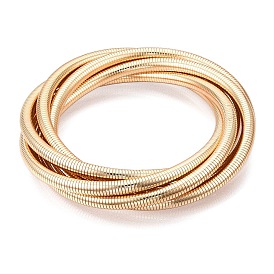 Iron Round Snake Chains Bangle, Stretch Torque Bangle for Men Women