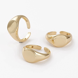 Brass Cuff Rings, Open Rings, Oval Signet Rings, Long-Lasting Plated