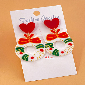Christmas Cartoon Earrings - White Butterfly Bow, Artistic Style, Christmas Earrings
