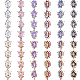 60 Stück 12 Farben Zinklegierung Emaille Religion Oval mit Jungfrau Maria Kronleuchter Komponentenverbindungen, mit Strass-Kristall