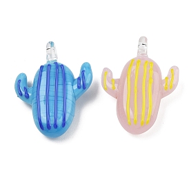 Handmade Lampwork Pendants, Cactus Charms