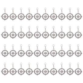 40 шт. подвесные украшения из сплава компаса, Сплав с застежками когтя омара