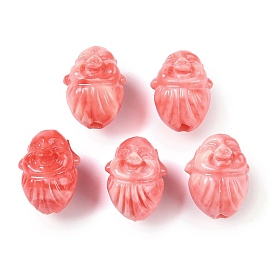 Synthetic Shell Dyed Carved Beads, Maitreya Buddha