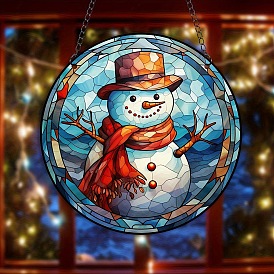 Christmas Snowman Window Hanging Ornaments, Winter Suncatcher Home Window Decoration