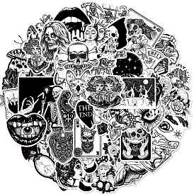 50шт. Хэллоуин ПВХ самоклеящиеся наклейки с героями мультфильмов, водонепроницаемые готические наклейки с черепом для украшения подарка на вечеринку, детская художественная поделка