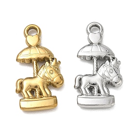 Pendentifs en acier inoxydable, manège avec des breloques en forme de cœur