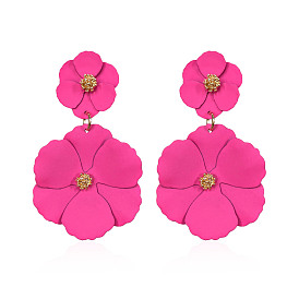 Серьги-гвоздики из сплава с цветочным узором, золотые