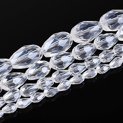 Прозрачные стеклянные бусины каплевидной формы, граненые