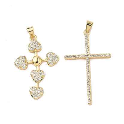Латунные микро проложить кубического циркония подвески, крестик, без кадмия и без свинца, долговечный, стойки покрытие