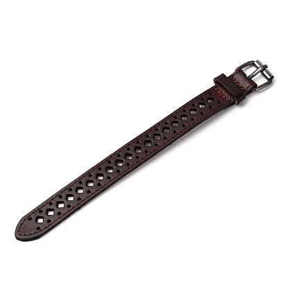 Винтажный мужской кожаный браслет с полой полой поверхностью - уникальный велосипедный аксессуар