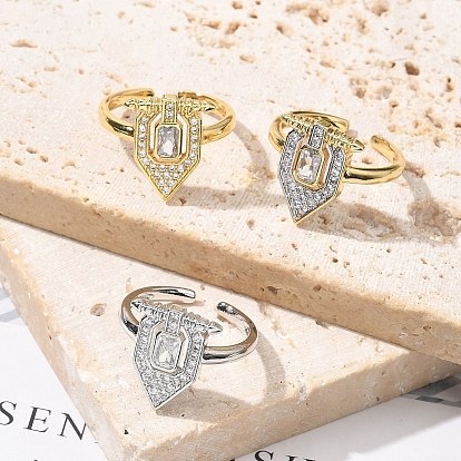 Кольца-манжеты с микропаве из латуни и прозрачными кубическими цирконами для женщин, без кадмия и без свинца, геометрический