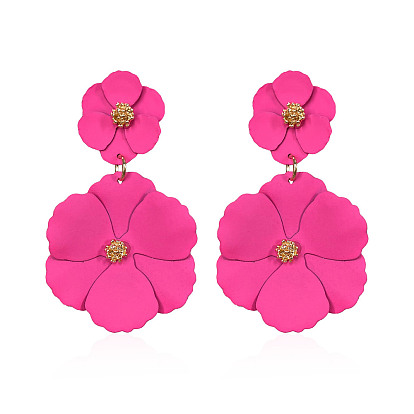 Серьги-гвоздики из сплава с цветочным узором, золотые