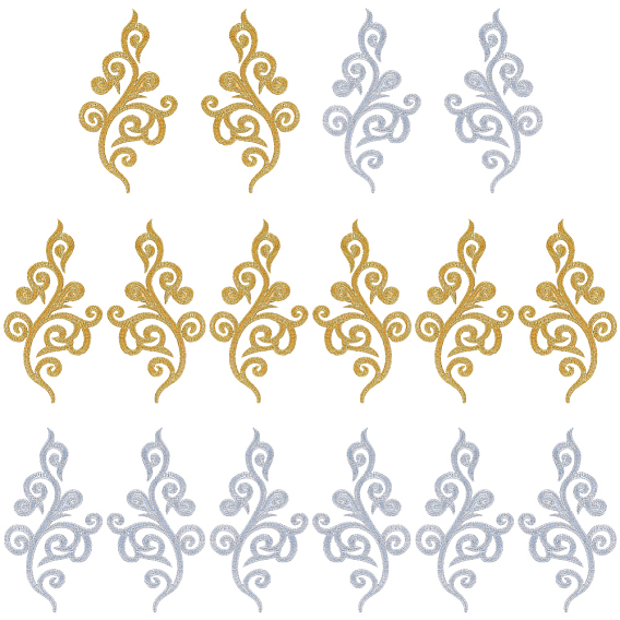 8 Парные аппликации с цветочным узором в этническом стиле, выполненные с помощью компьютерной вышивки., металлические нити для вышивки утюгом на украшениях аксессуары