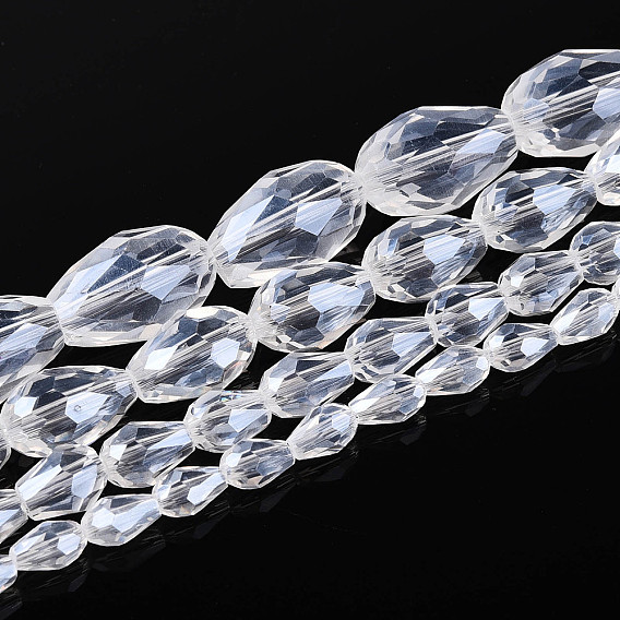 Прозрачные стеклянные бусины каплевидной формы, граненые