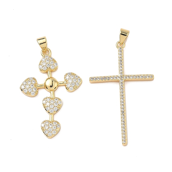 Латунные микро проложить кубического циркония подвески, крестик, без кадмия и без свинца, долговечный, стойки покрытие