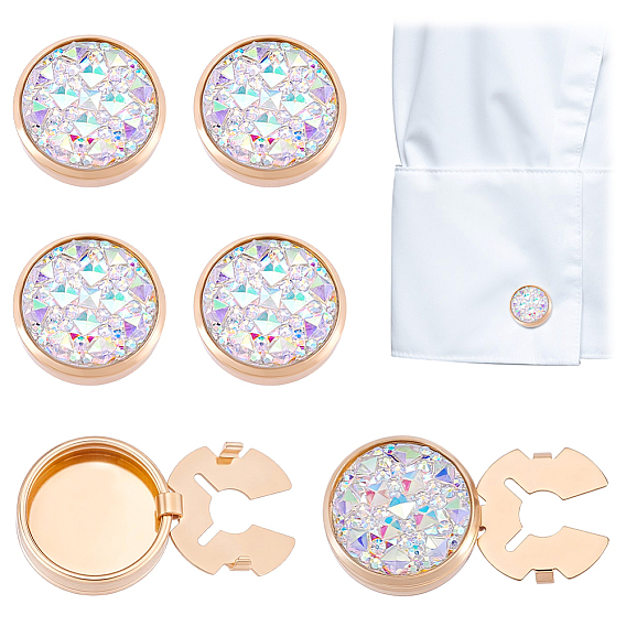 Flat Round Brass Cufflinks, Shawls and Capes Buckles, for Garment Accessories
