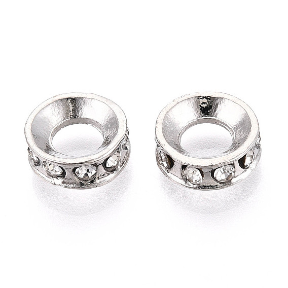 Европейские бусины, сплав, стразы , бусины с большим отверстием, плоско-круглые