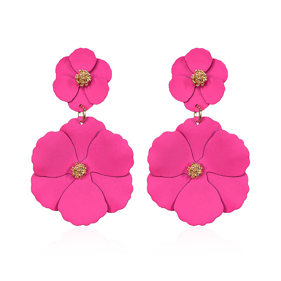 Серьги-гвоздики из сплава с цветочным узором, золотые