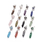 Gemstone Pendants, Pointed Pendants, with Platinum Tone Brass Findings, Star & Bullet