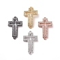 Brass Micro Pave Cubic Zirconia Links Connectors, Cross