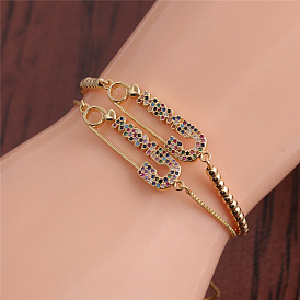 Stylish Copper Zirconia MOM Bracelet - Adjustable Handmade DIY Gift for Women