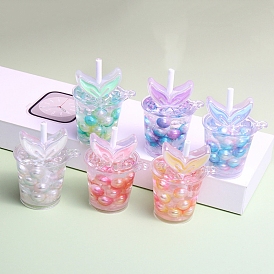 Большие подвески из светящейся смолы в виде напитка, светящиеся в темноте подвески в виде рыбьего хвоста