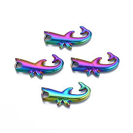 Rainbow Color Alloy Pendants, Cadmium Free & Lead Free, Shark