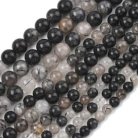 Натуральный турмалированный кварц / черный рутиловый кварц, круглые